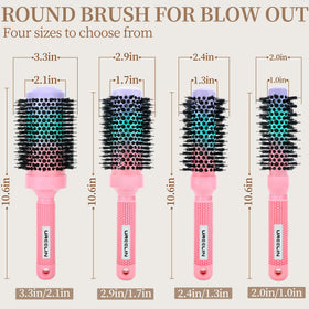 Hair detangling bristles on the UREELIN round brush in action