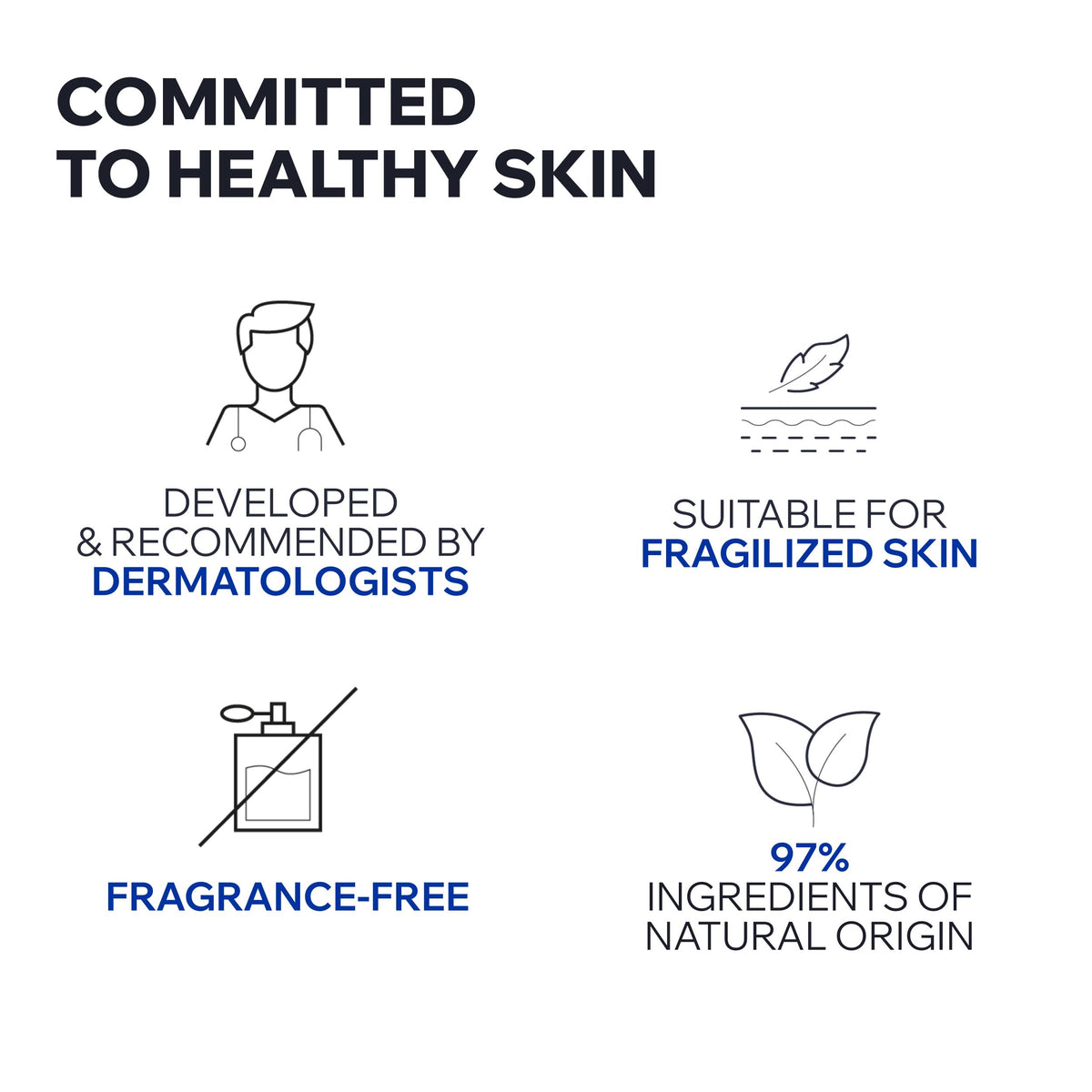 Ingredients focus highlights prebiotic, hyaluronic acid, and centella for skin support.