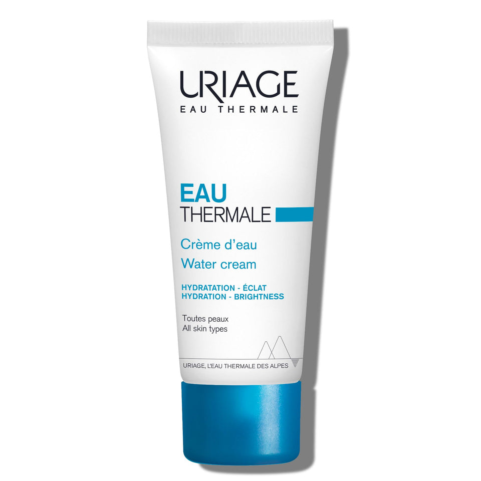 Uriage Eau Thermale Moisturizing Face Cream bottle pour for instant cooling and hydration.