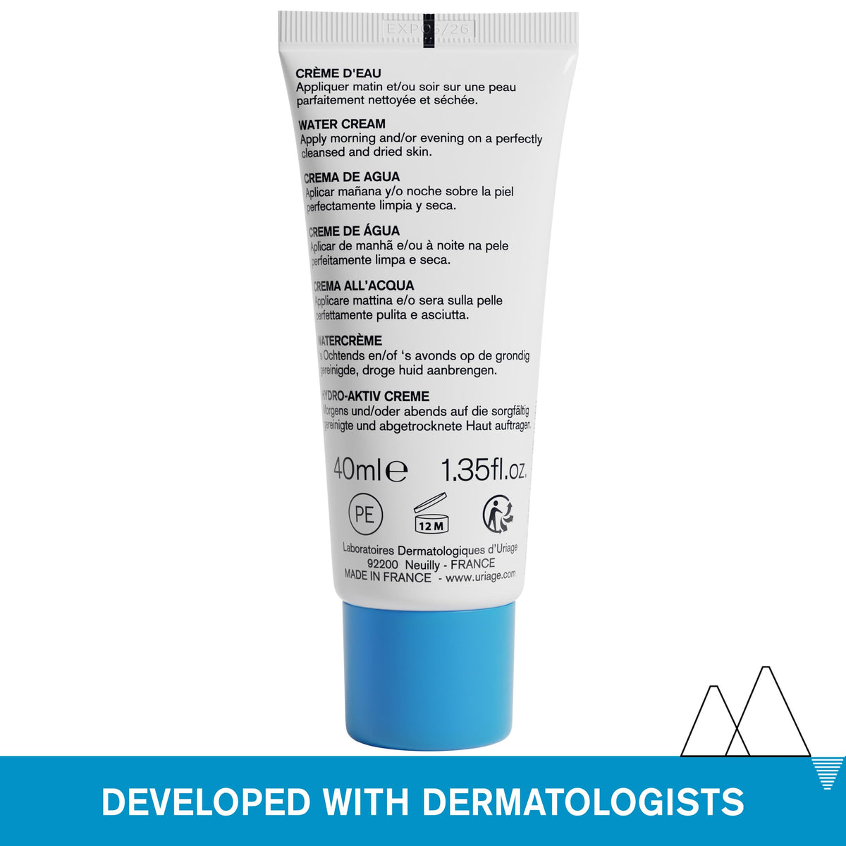 Uriage Eau Thermale Moisturizing Face Cream non-greasy finish ideal as makeup base.