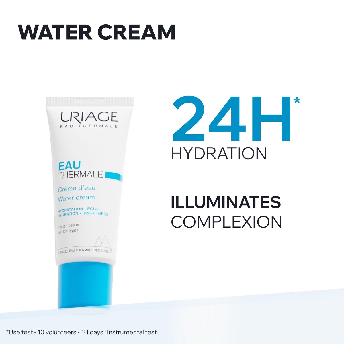 Uriage Eau Thermale Moisturizing Face Cream texture application shows quick absorption and non-greasy finish.