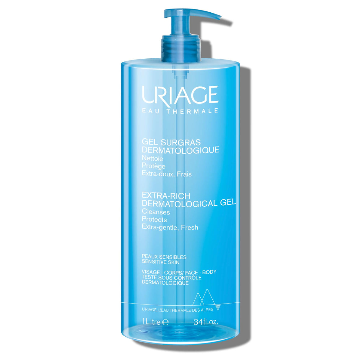 Uriage Extra-Rich Face and Body Wash pump bottle for daily cleansing