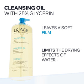 Uriage foaming shower oil creates creamy lather for gentle cleansing.