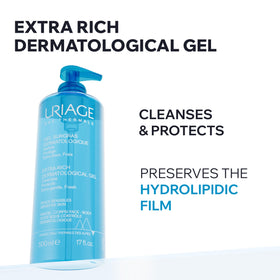 Uriage fresh foaming gel close-up showing light cleansing lather for daily use.