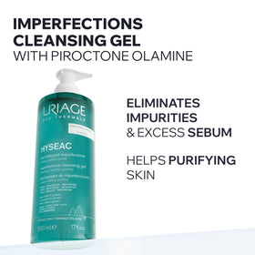 Uriage Hyseac foaming gel texture offers gentle daily cleansing.
