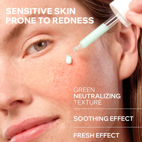 Uriage Roseliane serum green-texture formula on skin