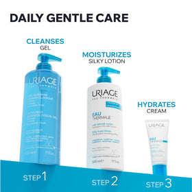Uriage sensitive-skin friendly label on bottle signals high tolerance.
