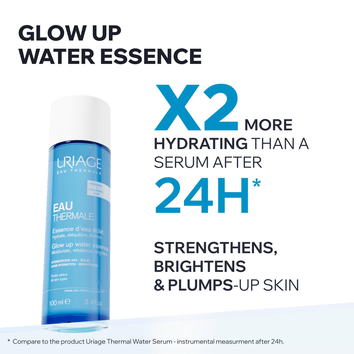 Close-up of droplets from Uriage essence for instant skin absorption