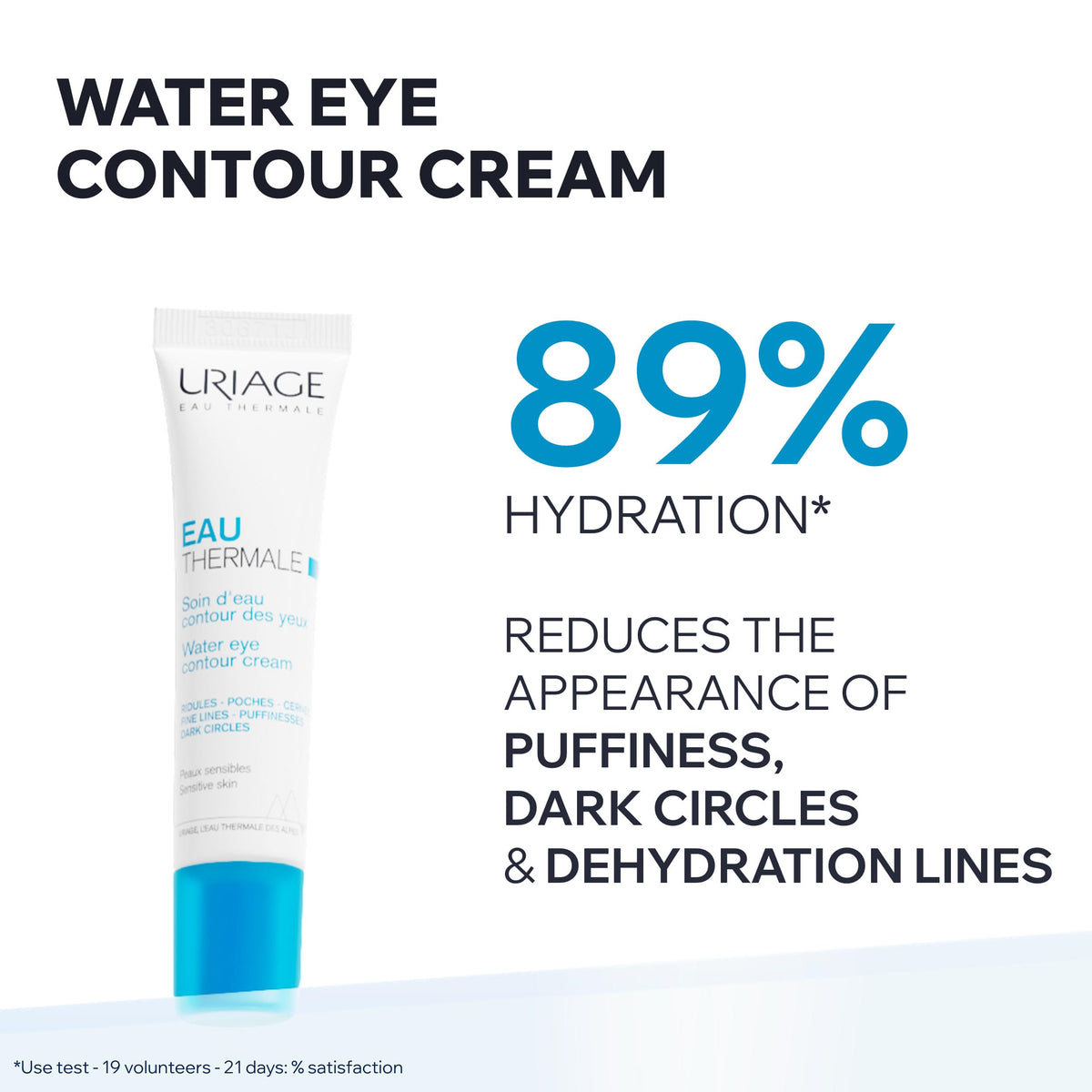 Applying Uriage Water Eye Cream for hydrating under-eye skin