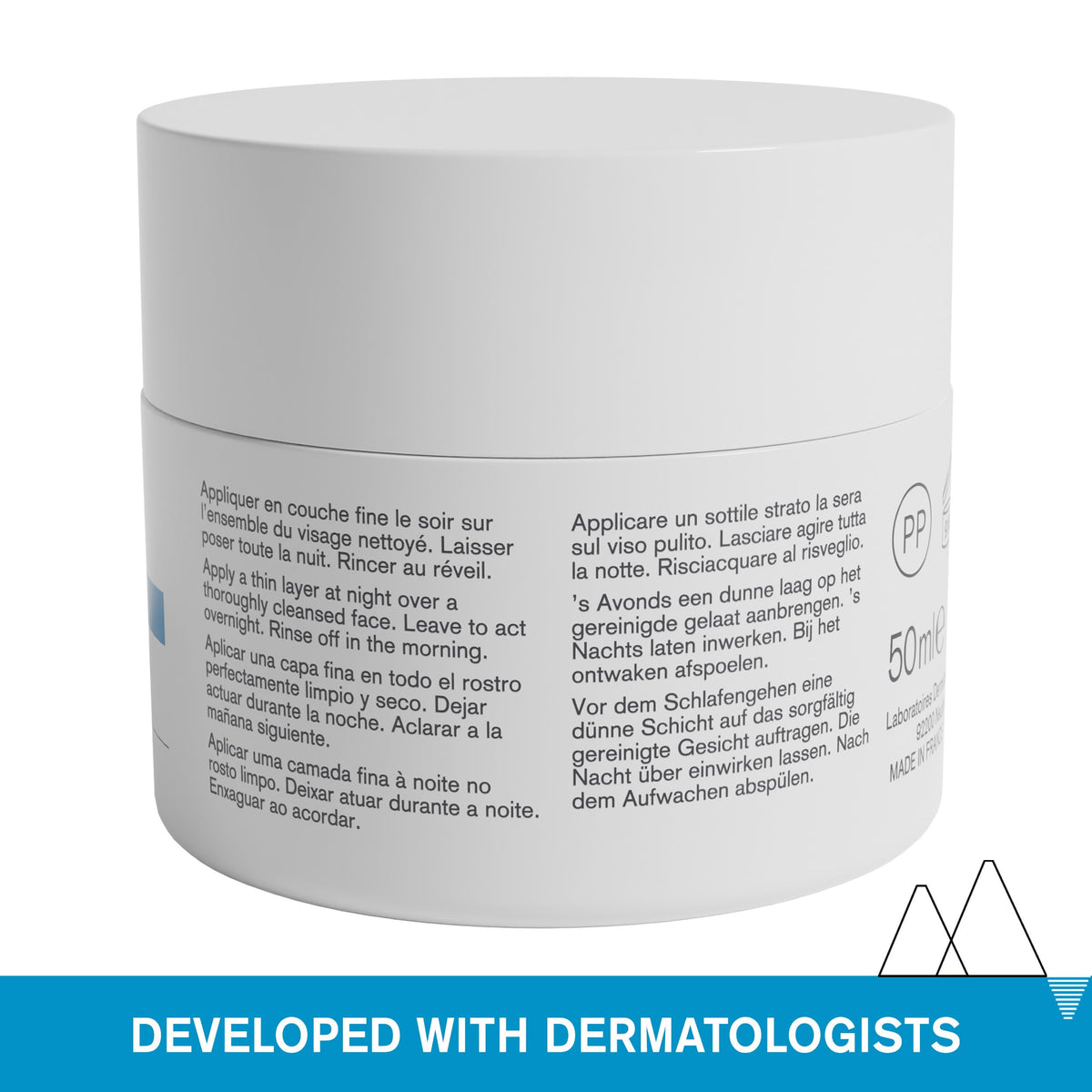 URIAGE Water Sleeping Mask in a 50 mL jar supports easy nightly use.