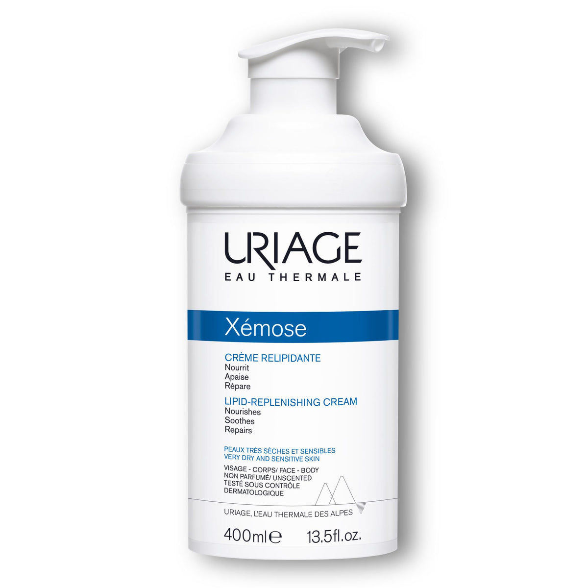 Uriage Xémose unscented body cream jar ideal for very dry skin.