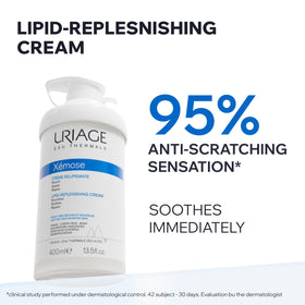 Creamy texture of Uriage Xémose for immediate soothing after application.