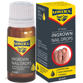 URIEL upgraded ingrown toenail treatment bottle soothes sensitive skin and prepares nails for care.