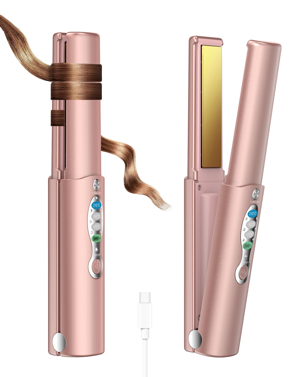 URJD cordless hair straightener front view for on the go styling