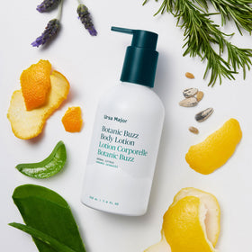 Ursa Major Botanic Buzz Body Lotion hand application for everyday moisturization.
