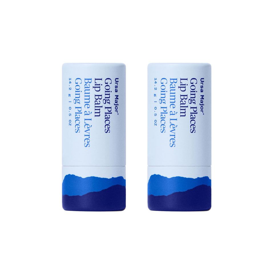 Ursa Major Going Places lip balm packaging shows eco-friendly tube for daily lip hydration