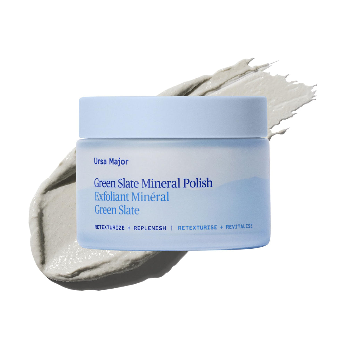 Ursa Major Green Slate Mineral Polish bottle ready for a gentle vegan exfoliation