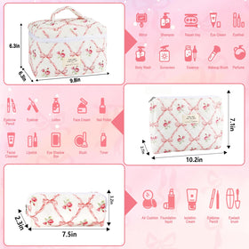 URSKYTOUS quilted makeup bag set, petite pouch for brushes and essentials.