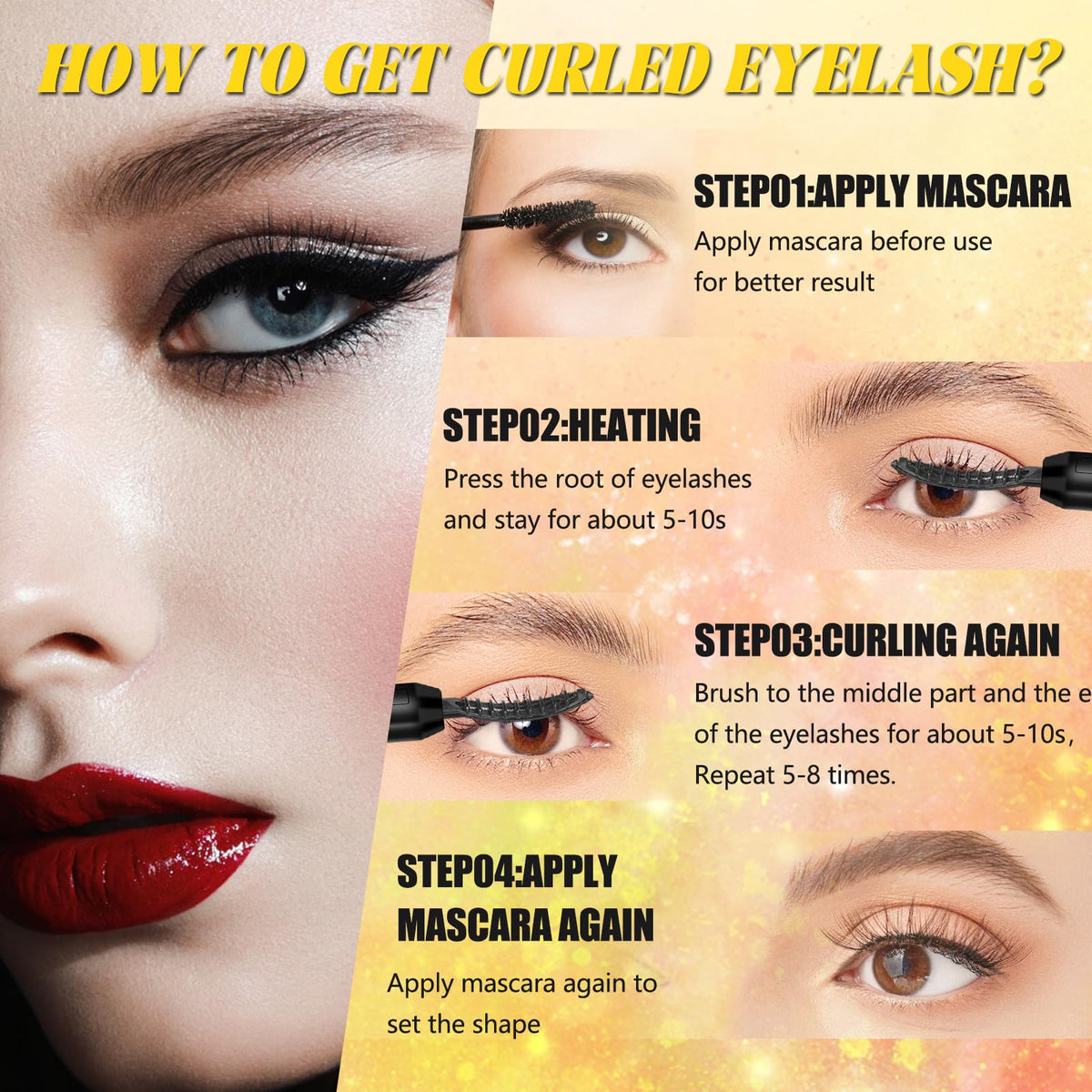 URSOBTF heated eyelash curler four temperature modes for versatile styling.
