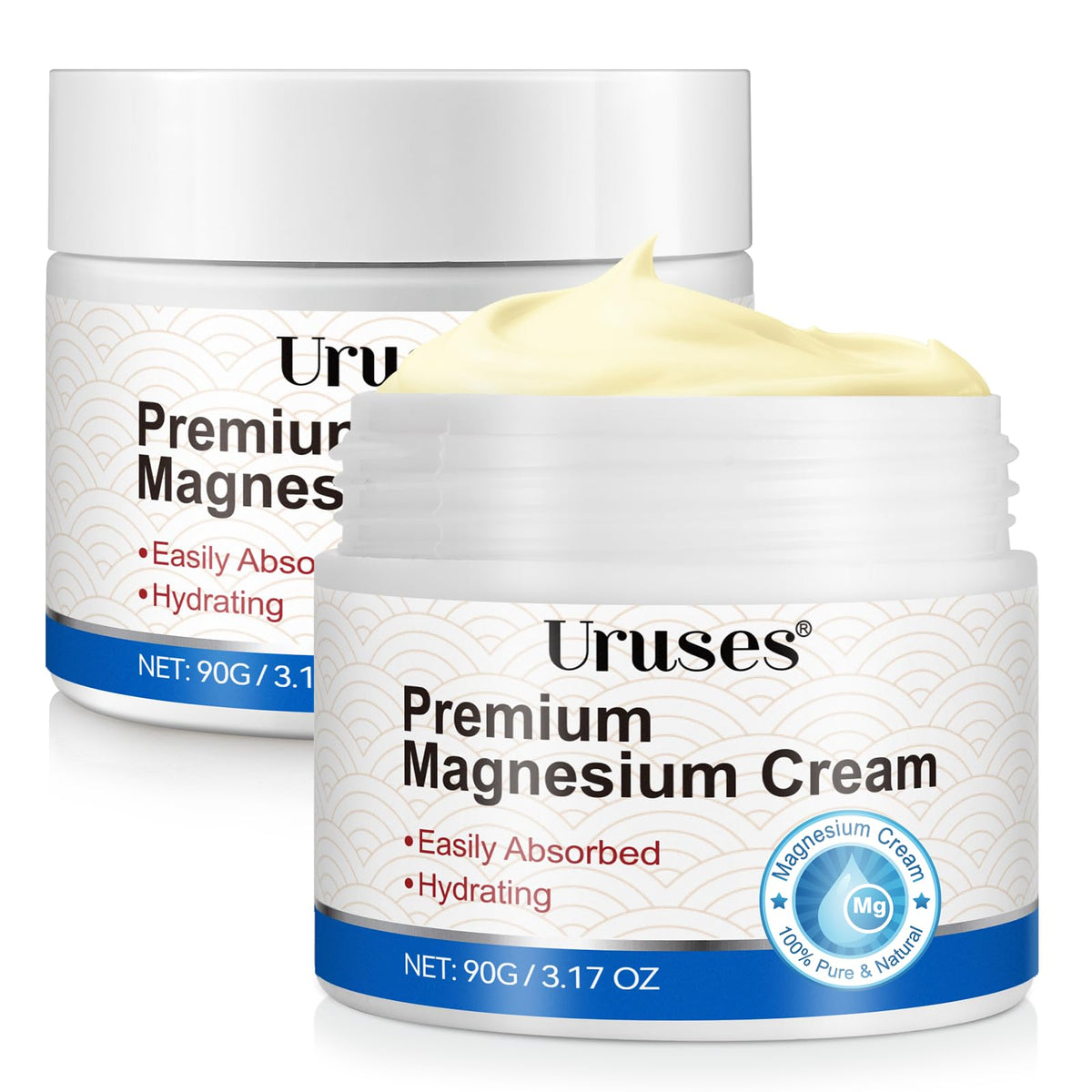 Uruses 2Pack Magnesium Cream bottle pour demonstrates easy daily use