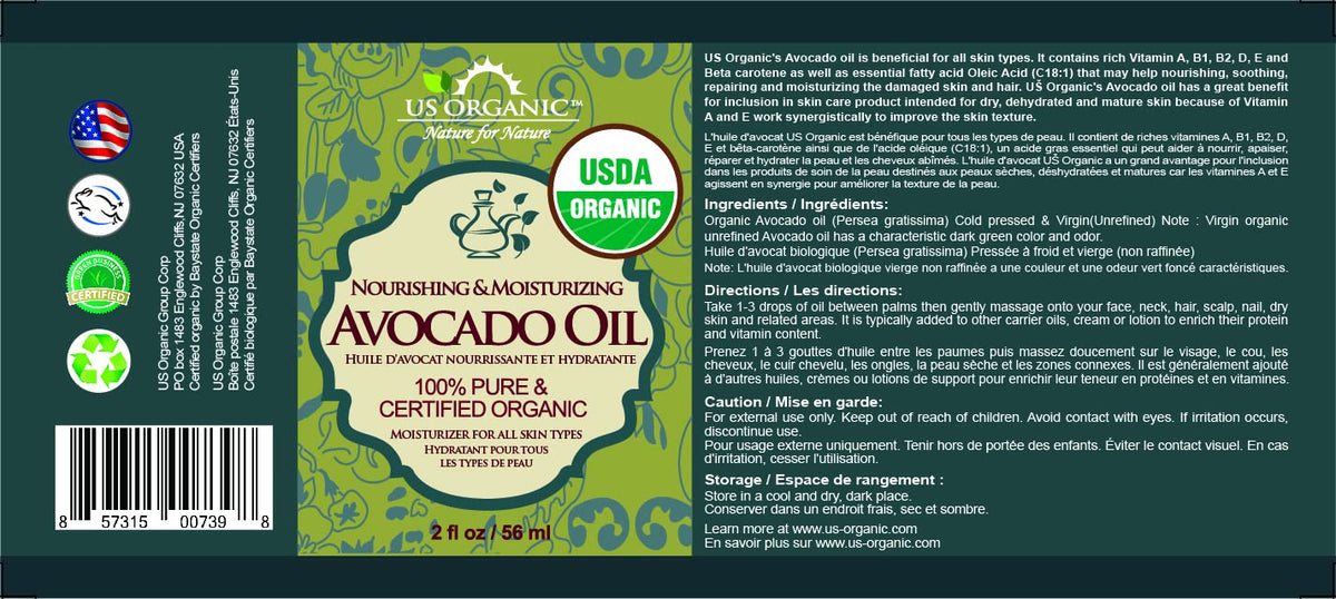 US Organic Avocado Oil dropper inside bottle for precise application