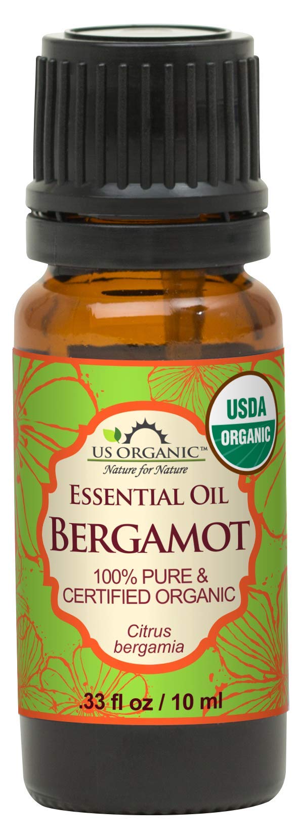 US Organic bergamot oil bottle ready for diffusers and blends.