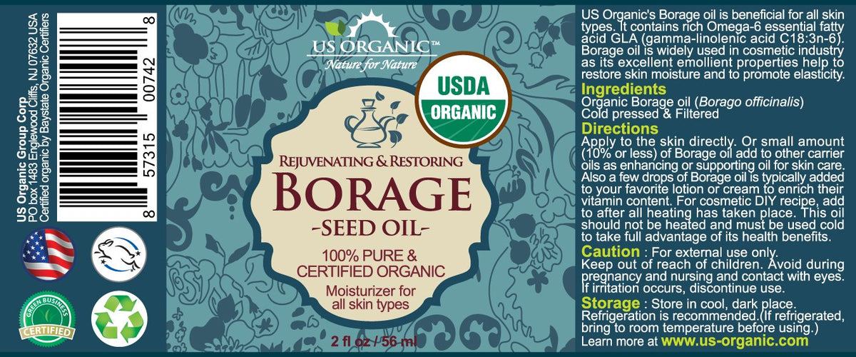 Amber glass bottle of US Organic Borage Seed Oil preserves freshness