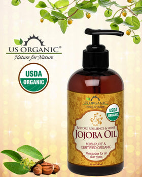 US Organic Jojoba Oil label — USDA Organic certification signals trusted quality.