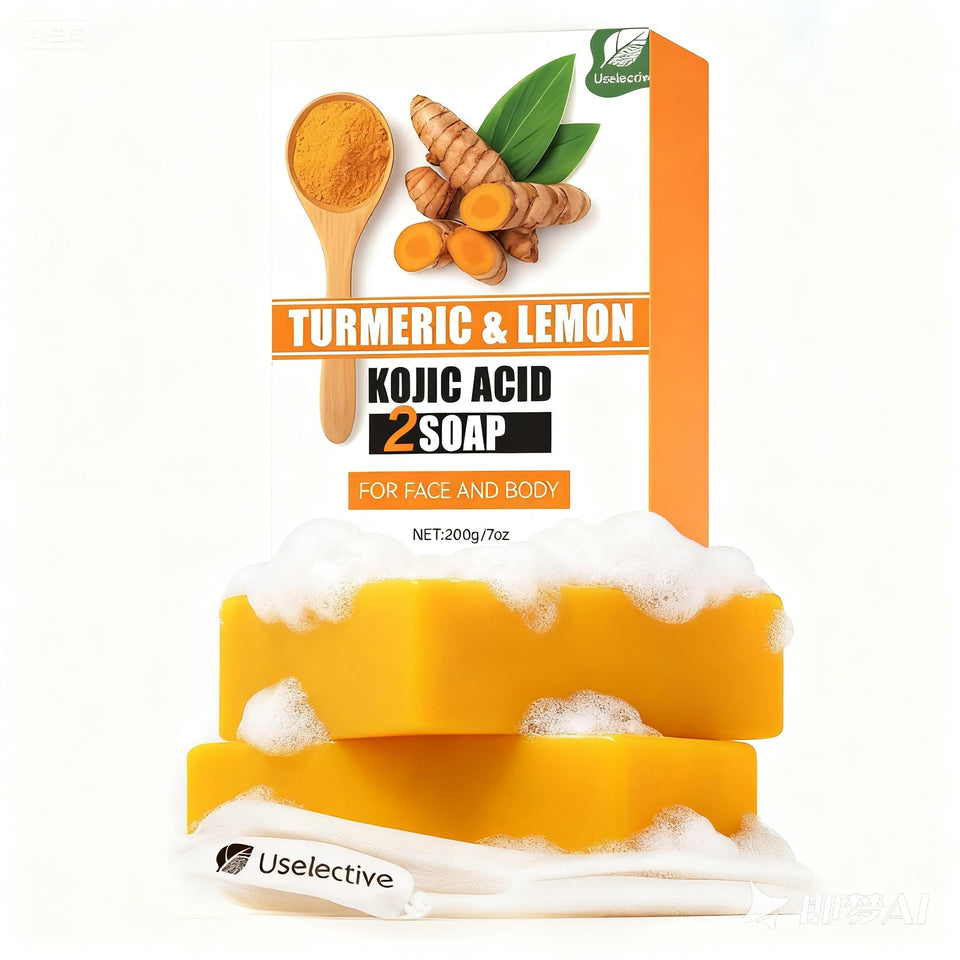 Uselective Turmeric Lemon Glow Soap Bar hero image suggesting brightening for an even complexion.