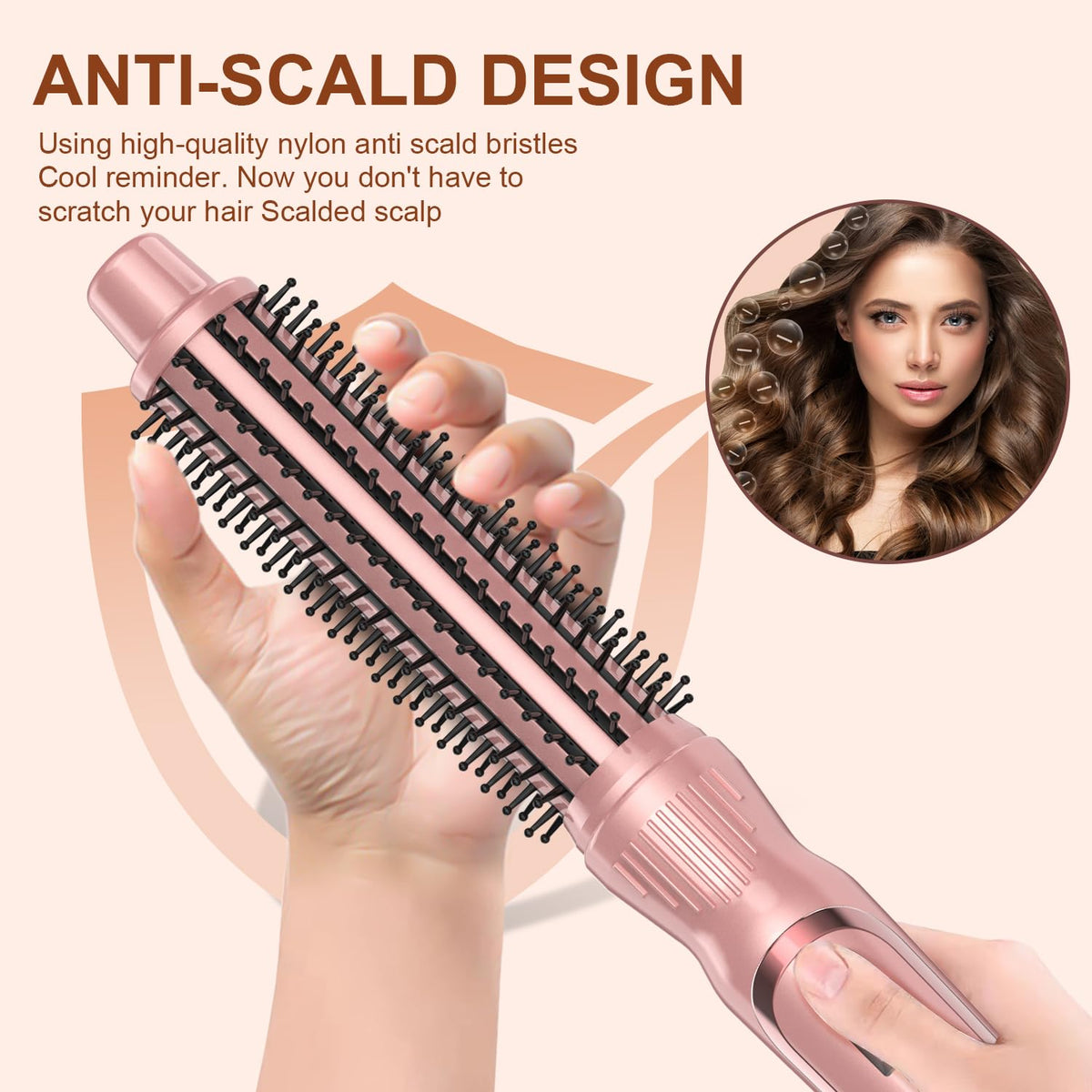 USHOW ceramic-tourmaline barrel close-up highlights even heat distribution for gentle styling