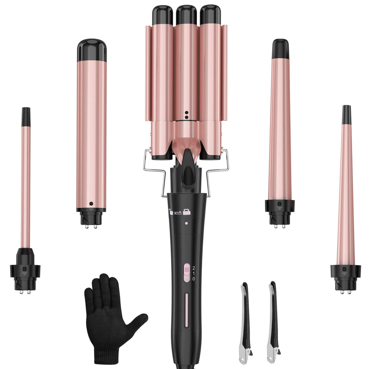 USHOW Curling Wand Set packaging, ready for gifting and storage.