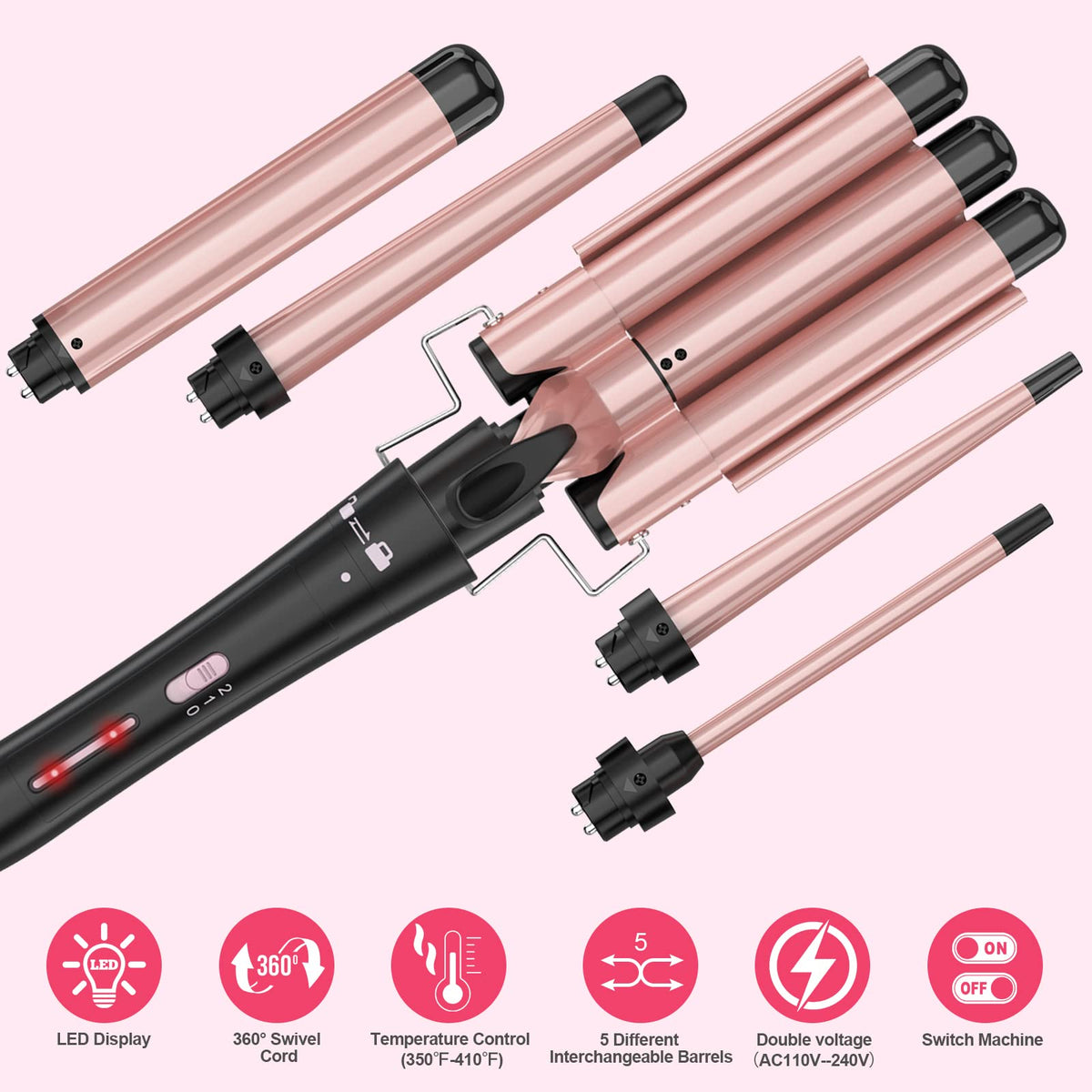 USHOW Gift-ready curling wand set for her.