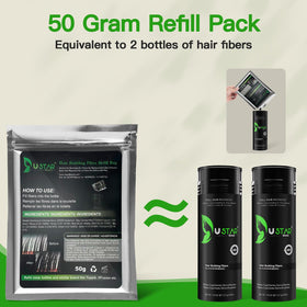 USTAR refill bag with keratin fibers for extended use.