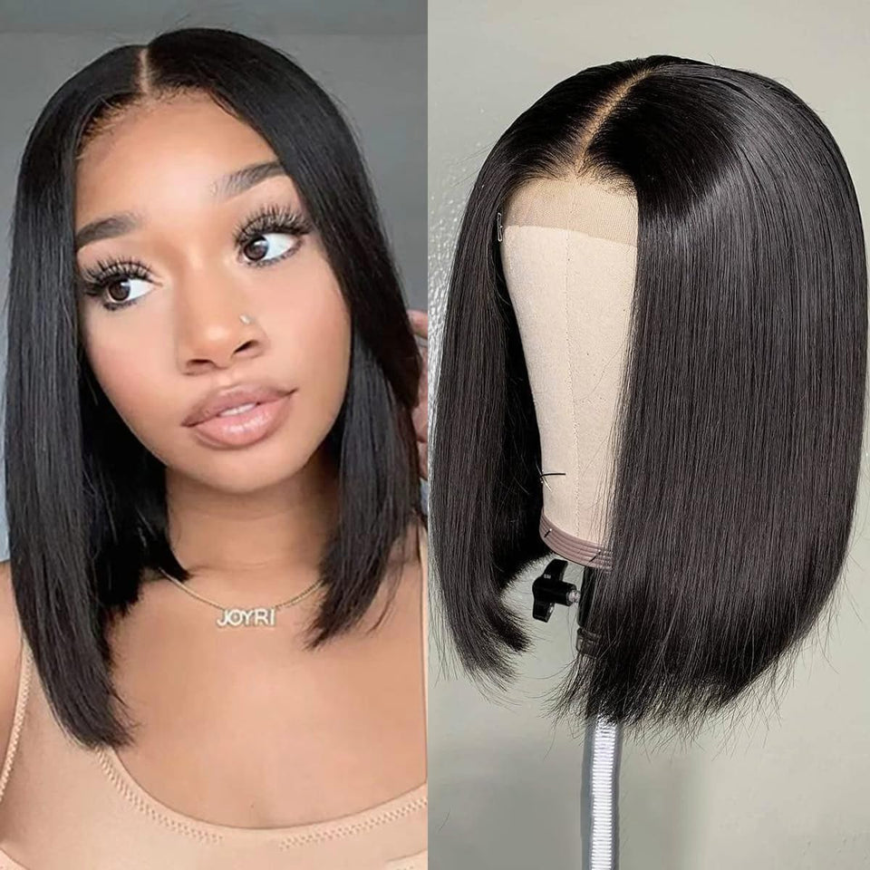 UTIDE 13x4 lace-front bob wig on model showing natural hairline