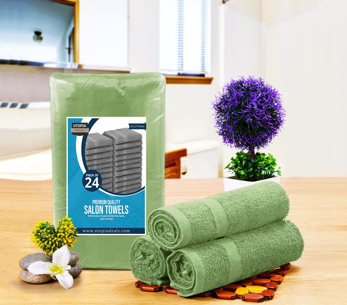 Utopia Towels 100 percent cotton ring-spun fabric delivers soft feel and strong absorbency