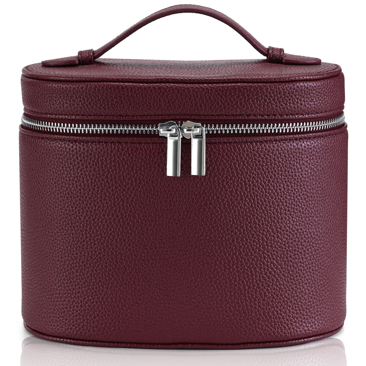 UUYUUY makeup bag burgundy front view for travel storage