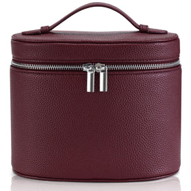 UUYUUY makeup bag burgundy front view for travel storage