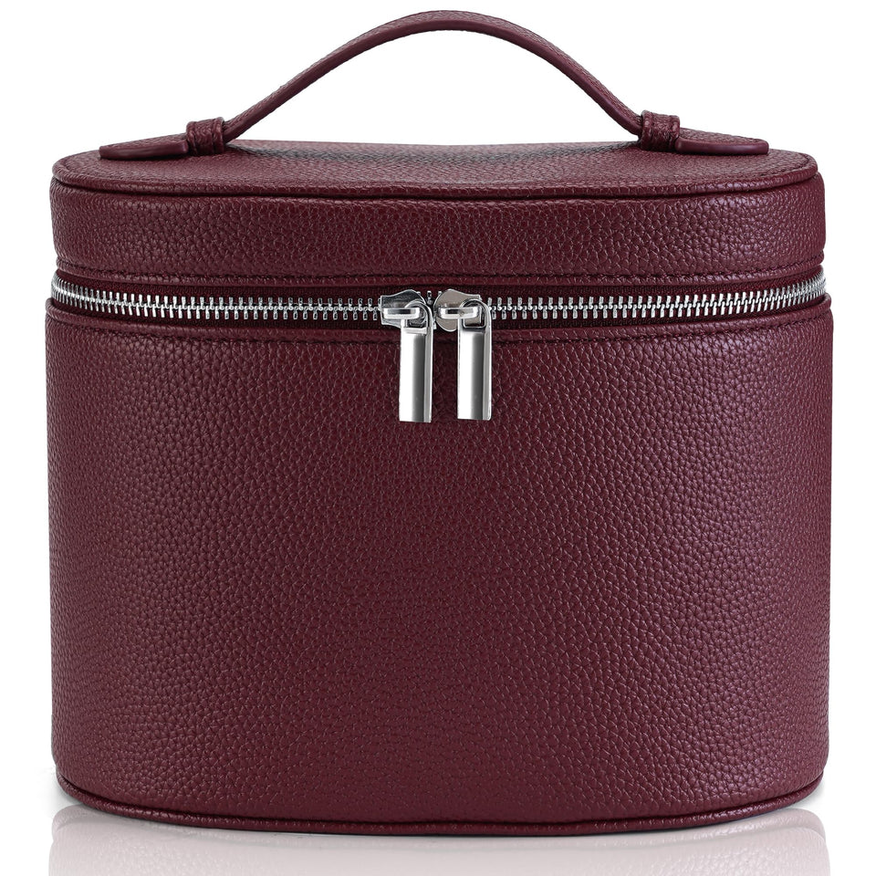 UUYUUY makeup bag burgundy front view for travel storage