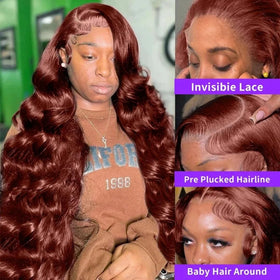 Uveous 13x6 HD transparent lace front shows parting options and styling versatility.