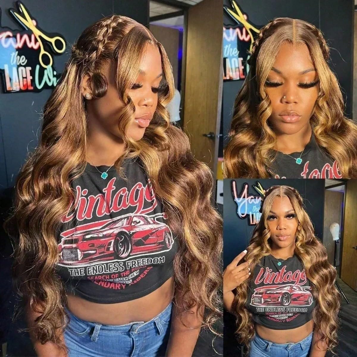Uveous 180-density lace front wig for full, lush appearance.