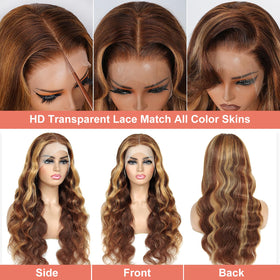 Uveous 28-inch 13x6 lace front wig side view showing smooth blend.