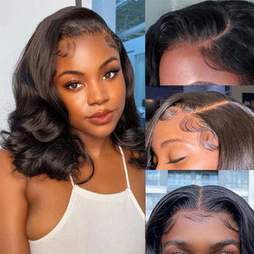 UVVUVV Bob Wig 10 inch natural black daily wear look.