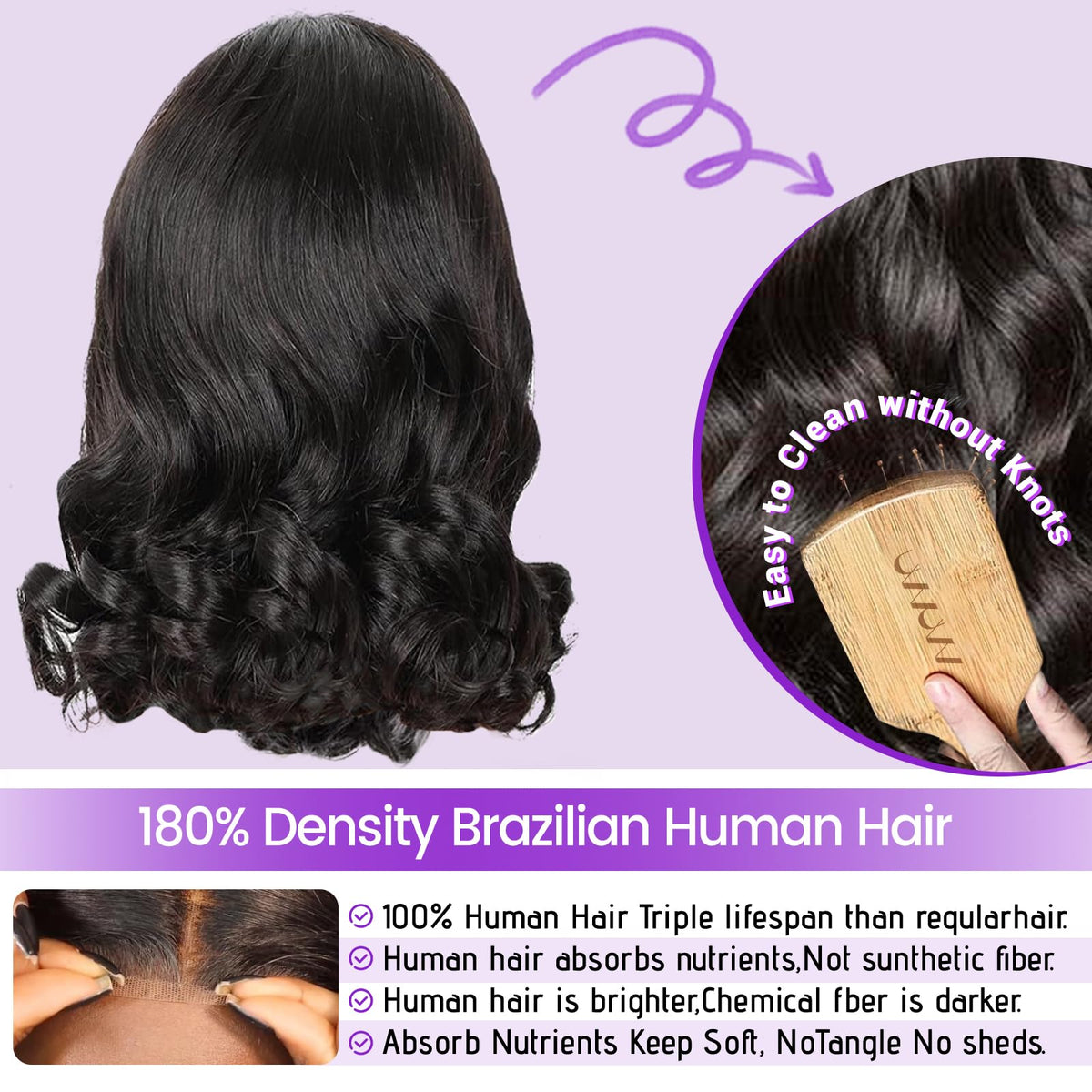 UVVUVV Bob Wig HD lace front 4x4 for seamless parting and styling.