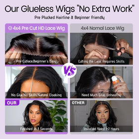 UVVUVV glueless design enables quick wear and removal.