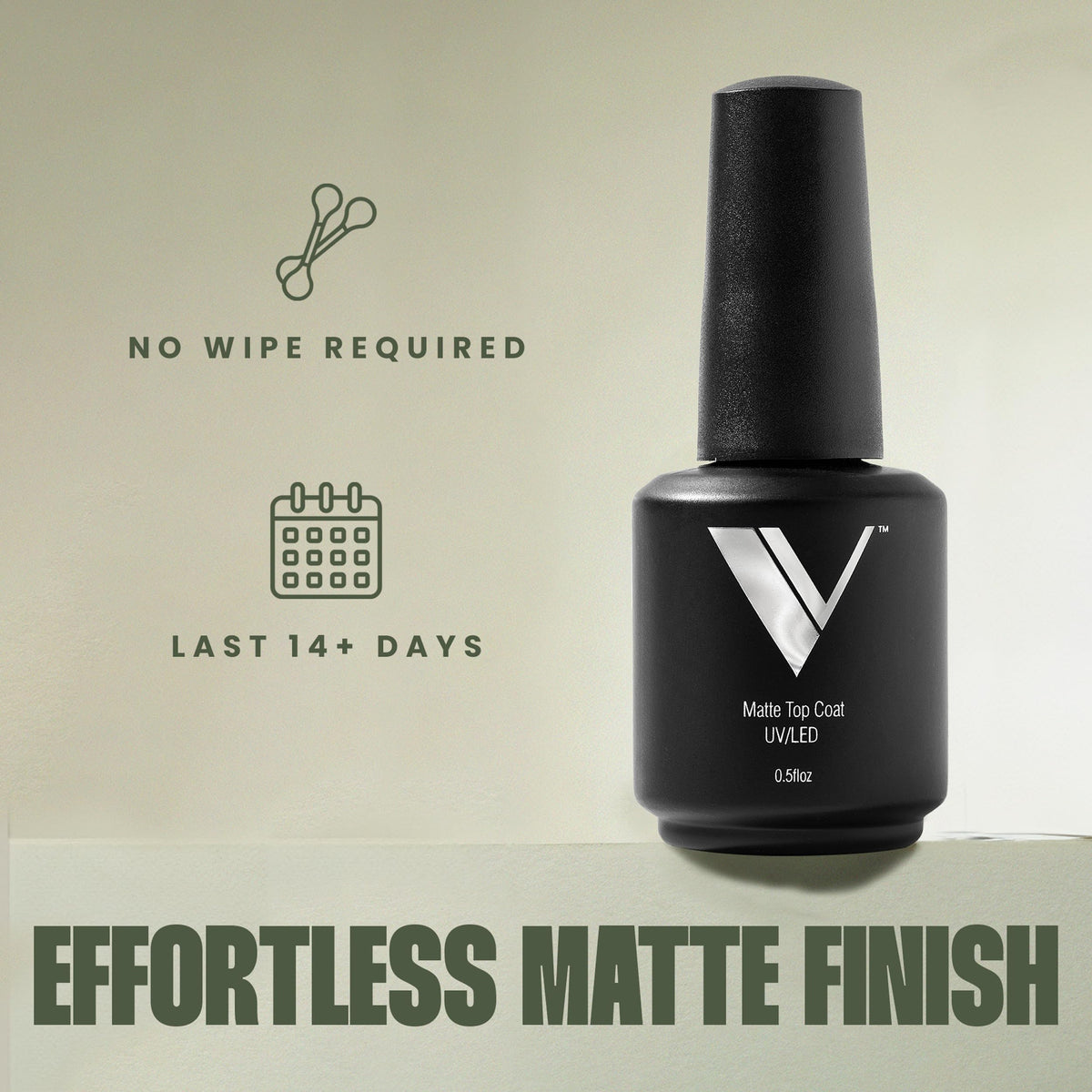V Beauty Pure top coat cures quickly under LED/UV light.