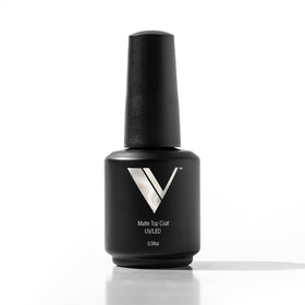 V Beauty Pure non-wipe matte top coat bottle provides long-lasting protection.