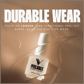 V Beauty Pure Peel-Off Base Coat adhesion evenly grips gel color for a salon finish.