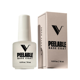 V Beauty Pure Peel-Off Base Coat bottle; easy removal and quick manicure options.