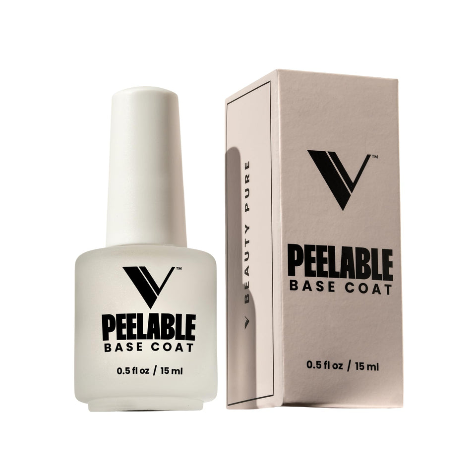 V Beauty Pure Peel-Off Base Coat bottle; easy removal and quick manicure options.