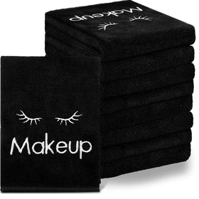 Vabean microfiber face towels with embroidery for gentle, reusable makeup removal.